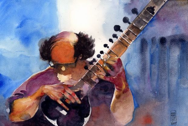 Sitar player by Alessandro Andreuccetti in San Gimignano, Italy.