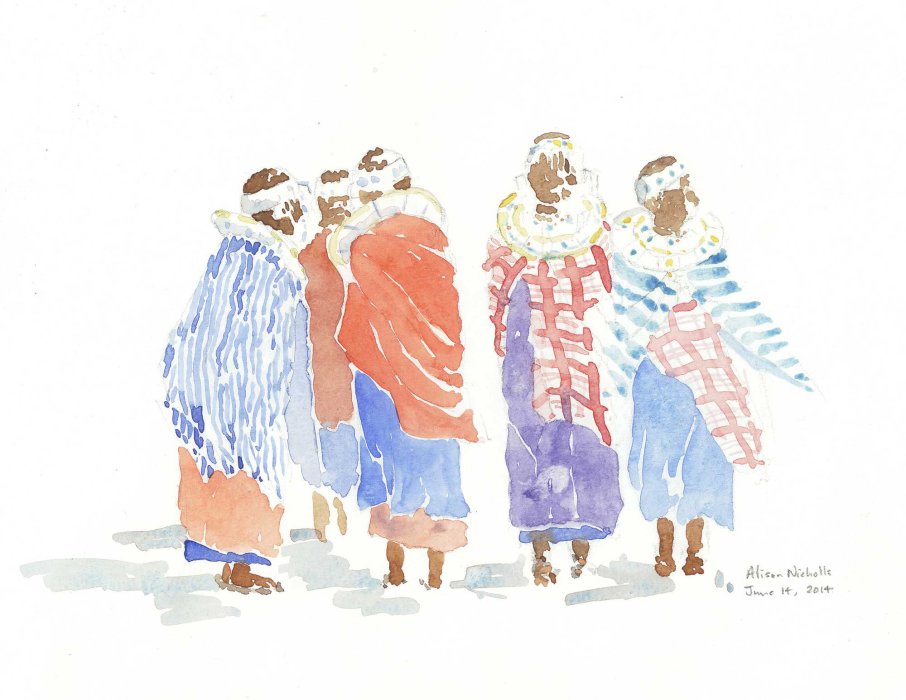 Shimmer and Shukas Field Sketch, watercolor by Alison Nicholls