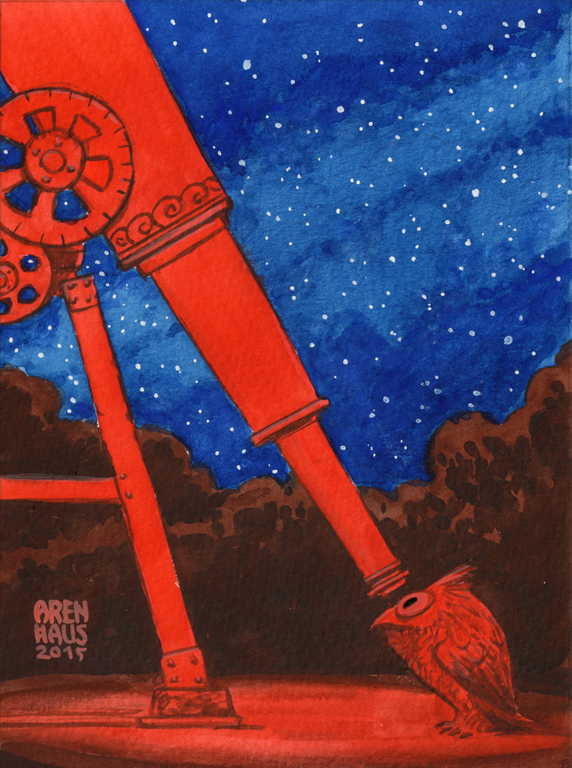 Stargazing Owl by Eugene Arenhaus in Haifa, Israel