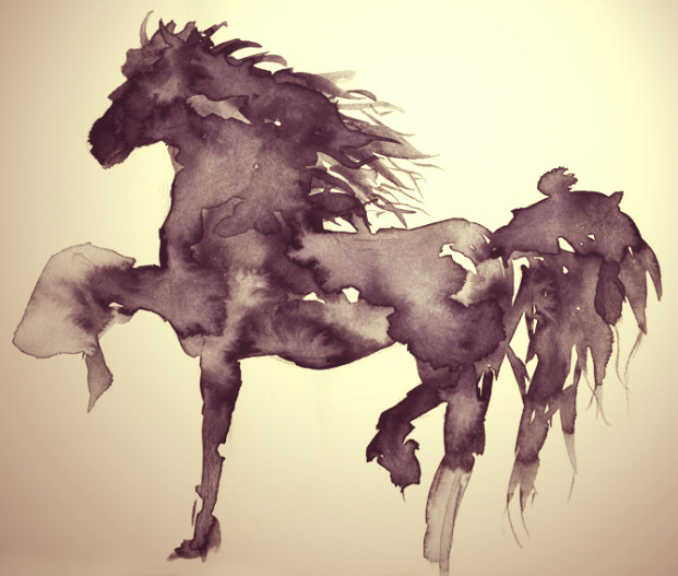 Water Color Horse by Nazmiyyeah Yaghjian in Istanbul.