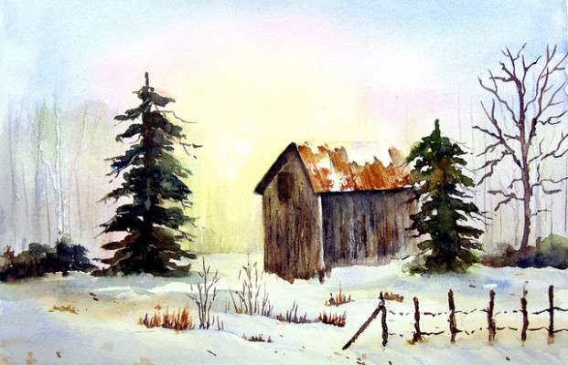 Oxford Shed in Morning Snow by Lin Frye in North Carolina