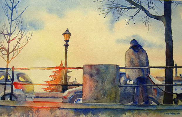 Urban Landscape 4 (A walk with the master) by Cristina Dalla Valentina in Verona, Italy