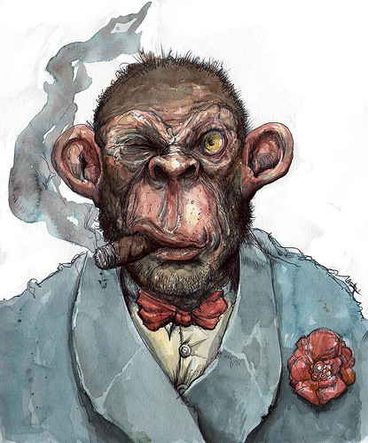 Smoking Chimp 2 by Roland Prinsler in Hamburg, Germany