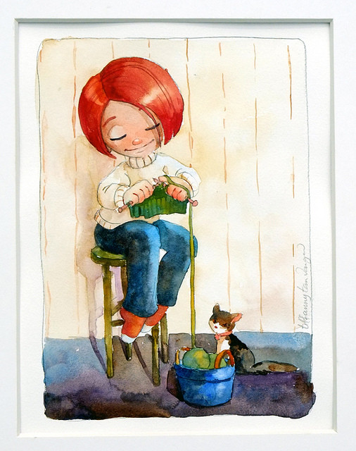 Knitter and her cat by Tiffanny Varga in Austin, Texas.