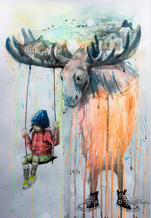 Moose by Lora Zombie in Russia.