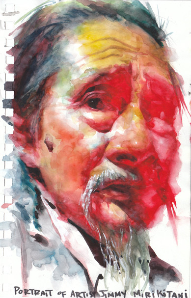 Artist Jimmy Mirikitani by Akira Beard in San Francisco, California