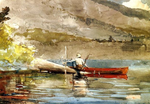 The Red Canoe by Winslow Homer circa 1889.