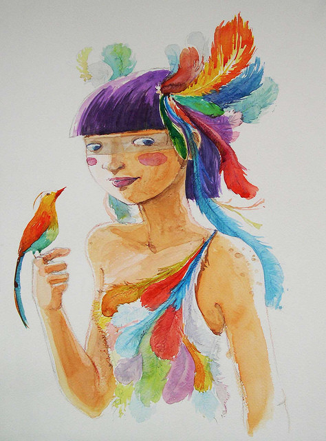 Girl bird (or, Bird Girl) by Miss Aoki in Madrid, Spain (or, the UK).