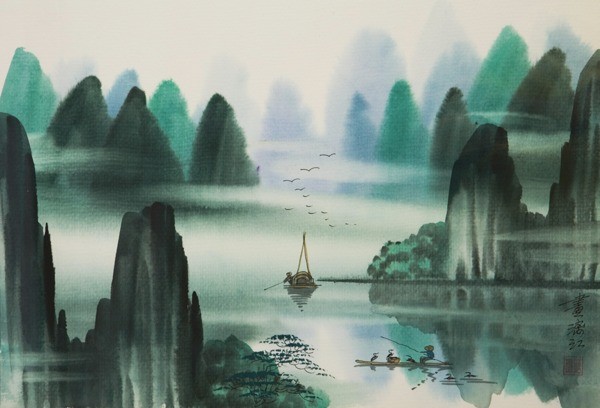 Fishermen in Guilin by Xiao Fan from a village near Yangtze River.