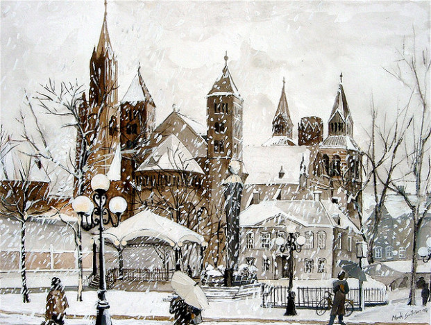 Piazza di Maastricht Sotto la Neve (or, Square of Maastricht in the Snow) by Mark Christian Soetebier in Rome, Italy